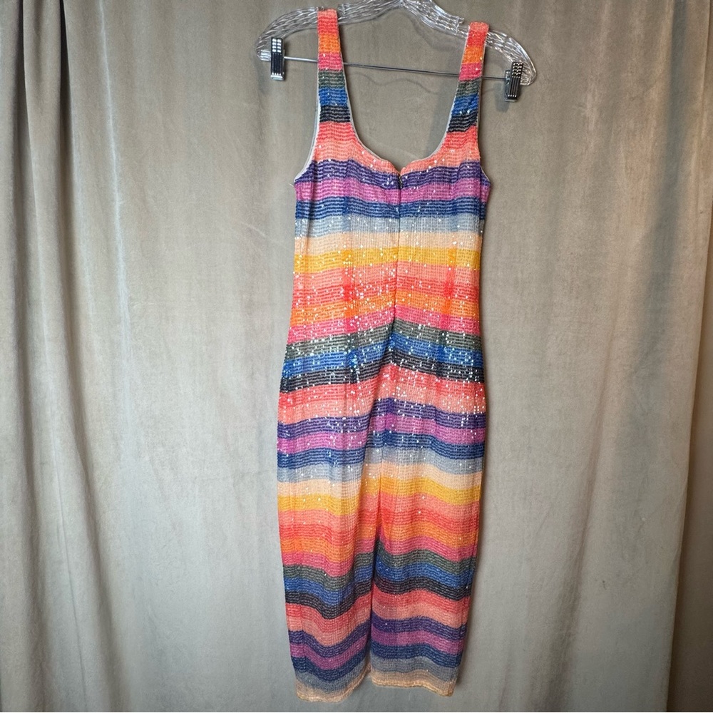 Rachel Roy Rainbow Striped Sequin Bodycon Dress - Women Size‎ S - Picture 4 of 9